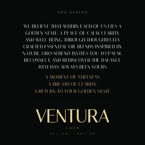 VENTURA back label, the Oro Sereno story and standard